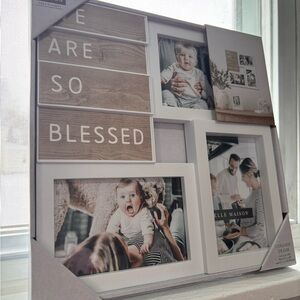 Multi-Opening Picture Frame Collage in White and Wood-Tone